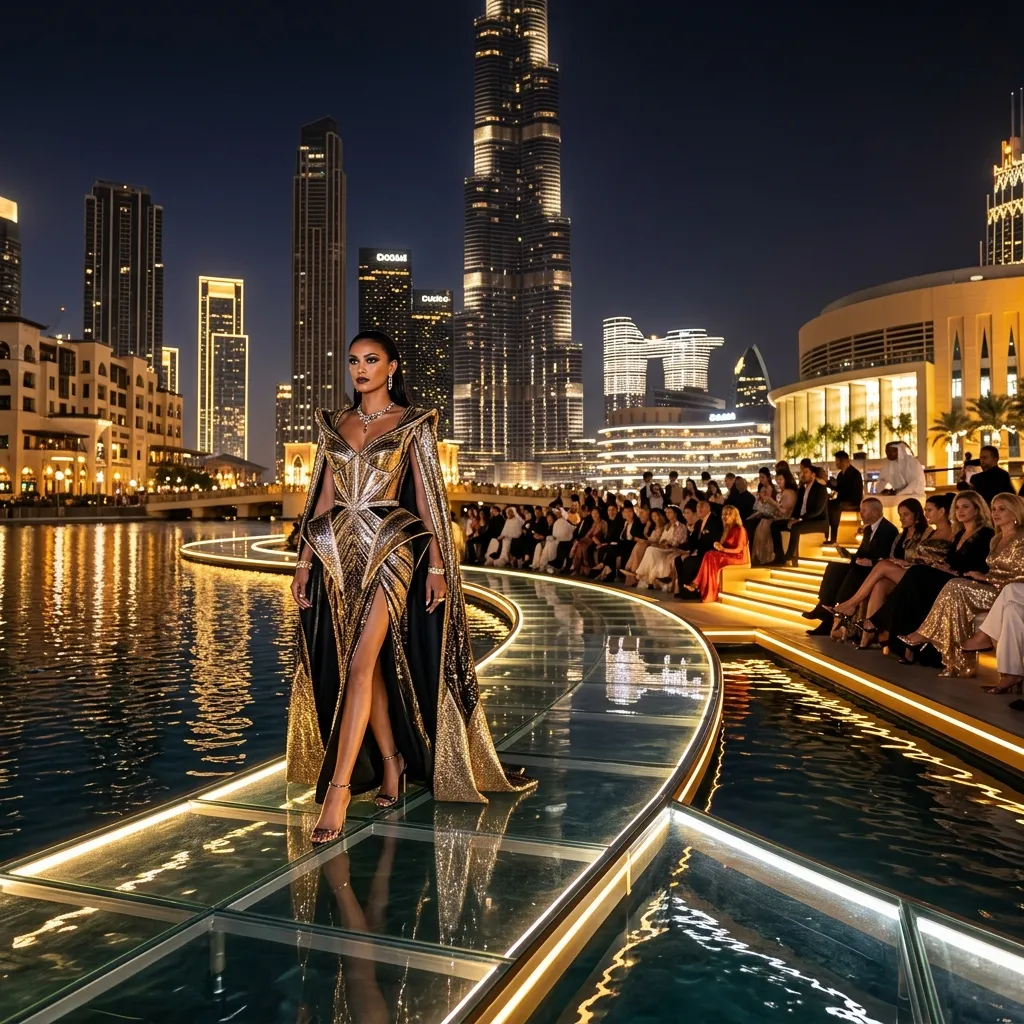 Dubai fashion showcase skyline